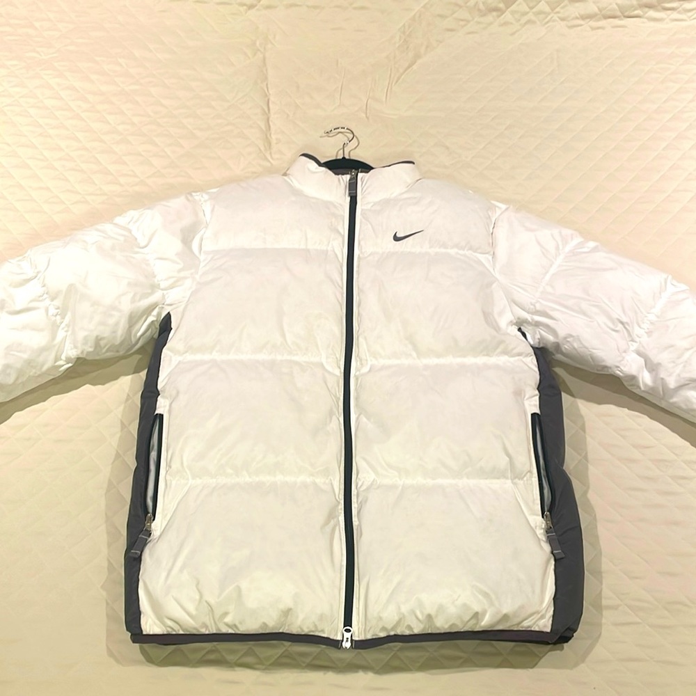 Rare Vintage White Nike Grey Tag Puffer Coat - Men’s XL
